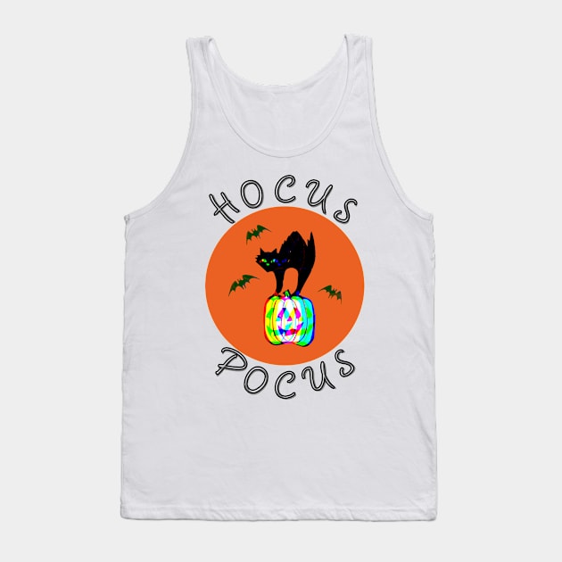 Cat & Pumpkin - Hocus Pocus Halloween Tank Top by catpurrs